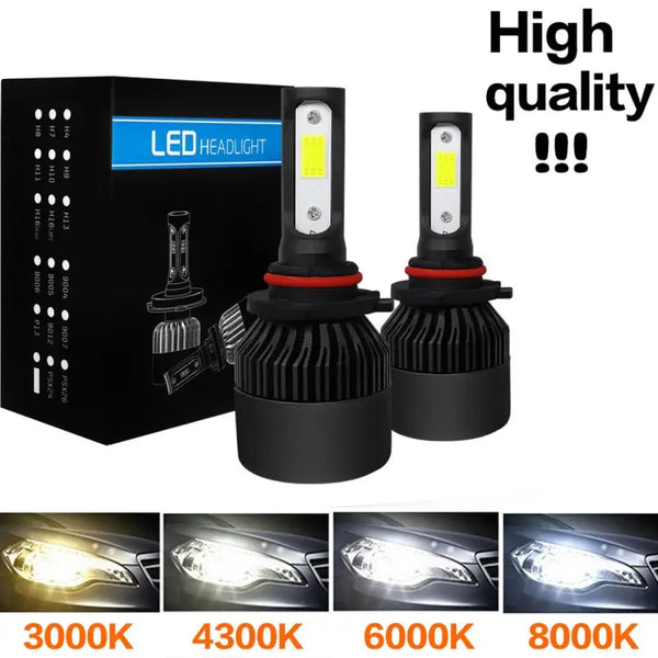 【Quality upgrade】1 Pair HB4 9006 6000K LED Car Headlight 10000LM Auto LED Headlight