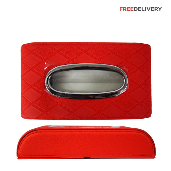 7D PU LEATHER TISSUE BOX - RED