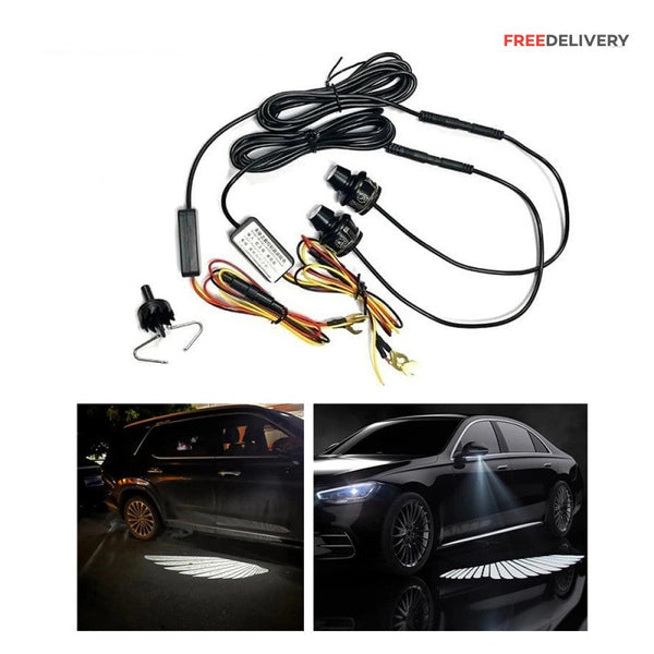 UNIVERSAL CAR REARVIEW MIRROR SIDE LED ANGEL WING LIGHT DYNAMIC PROJECTION LAMP